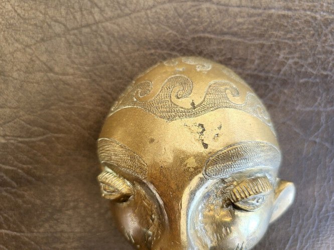 MASQUE EN BRONZE AFRICAIN REF BOUCH N°6