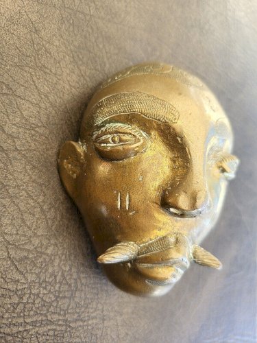 MASQUE EN BRONZE AFRICAIN REF BOUCH N°6