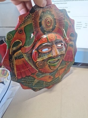 masque mural MEXIQUE OU AUTRE  en terre cuite -diam 28cm