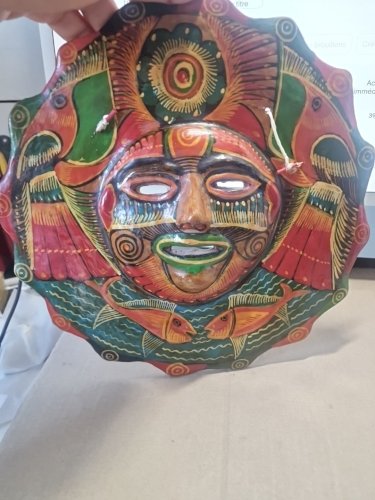 masque mural MEXIQUE OU AUTRE  en terre cuite -diam 28cm