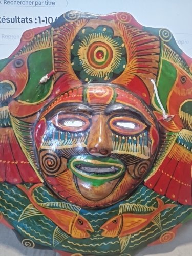 masque mural MEXIQUE OU AUTRE  en terre cuite -diam 28cm