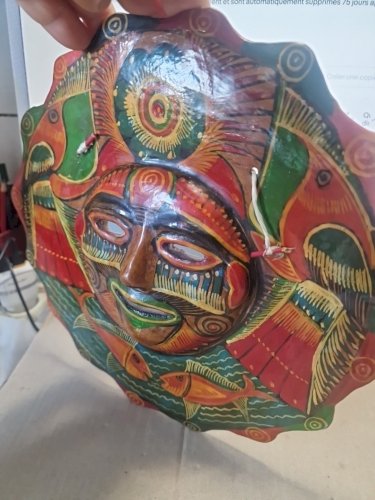 masque mural MEXIQUE OU AUTRE  en terre cuite -diam 28cm