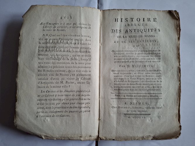 Maucomble Histoire des antiquités de la ville de Nîmes édition de 1806