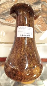 MAURE VIEIL VASE VERRE Souffle Polyglobe Signature Marron 12MAG 03/03