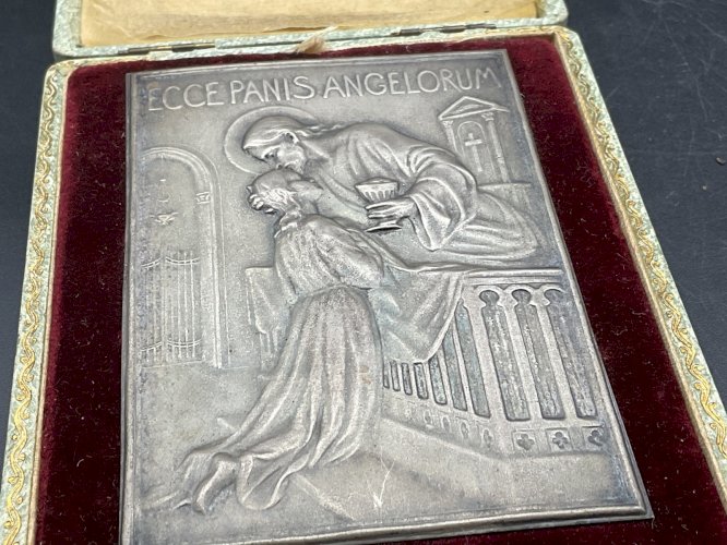Médaille Bas relief religieux ECCE PANIS ANGELORUM