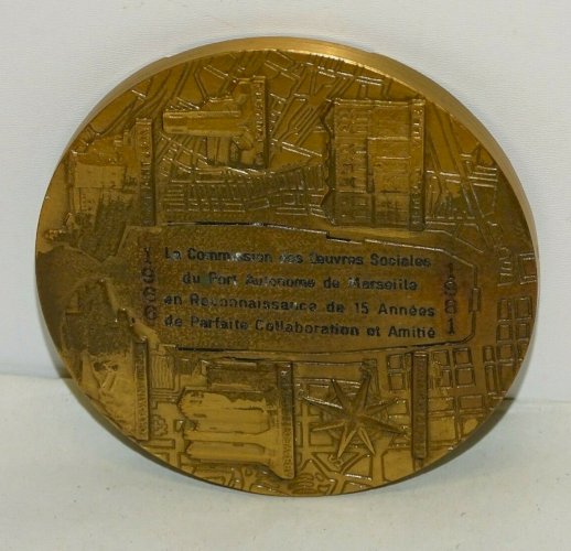 -MEDAILLE BRONZE FONDATION de MARSEILLE PORT AUTONOME ART DECO signée VEZIEN XXe