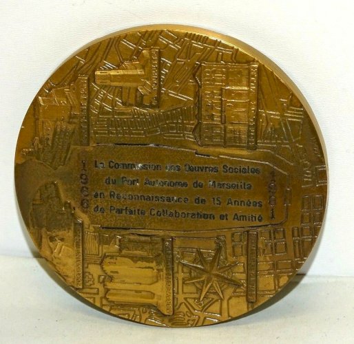 -MEDAILLE BRONZE FONDATION de MARSEILLE PORT AUTONOME ART DECO signée VEZIEN XXe