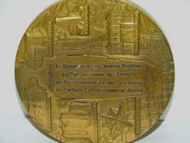 -MEDAILLE BRONZE FONDATION de MARSEILLE PORT AUTONOME ART DECO signée VEZIEN XXe