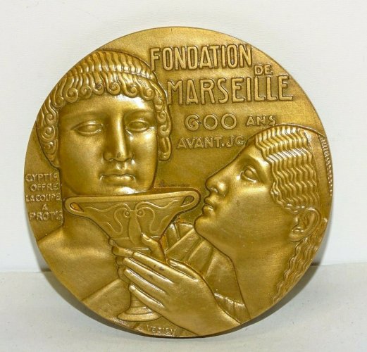 -MEDAILLE BRONZE FONDATION de MARSEILLE PORT AUTONOME ART DECO signée VEZIEN XXe