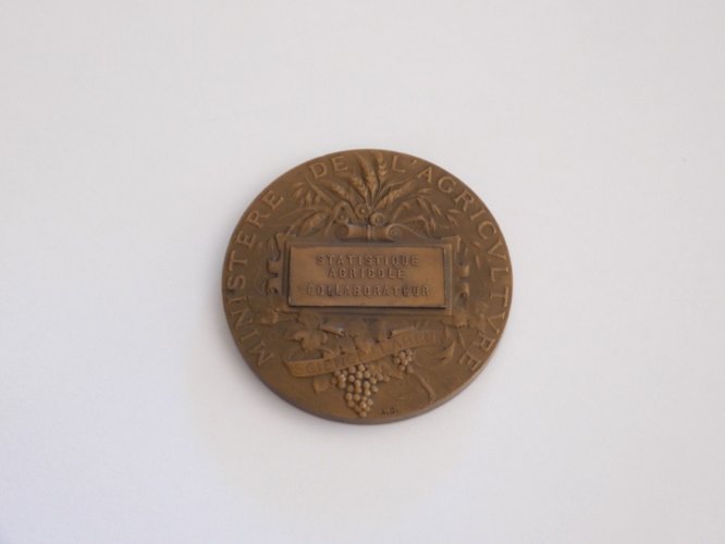 -MÉDAILLE BRONZE MINISTERE de l'Agriculture Statistique AGRICOLE Alphée DUBOIS D