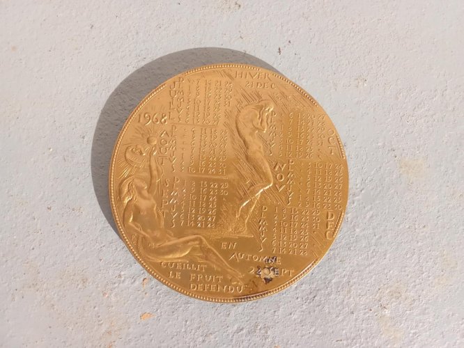 médaille calendrier (Adam et Ève), par Corbin, 1968 Paris