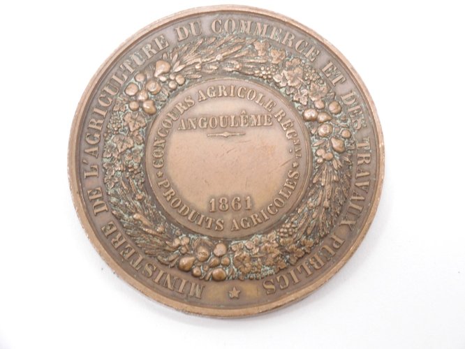 -MEDAILLE CUIVRE NAPOLEON III EMPEREUR Graveur CAQUE F ANGOULEME 1861   D