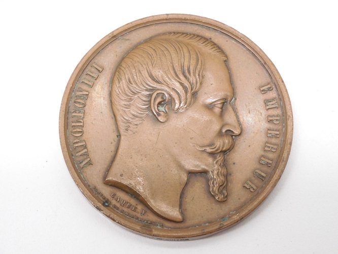 -MEDAILLE CUIVRE NAPOLEON III EMPEREUR Graveur CAQUE F ANGOULEME 1861   D