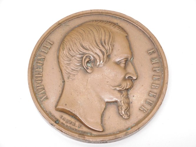 -MEDAILLE CUIVRE NAPOLEON III EMPEREUR Graveur CAQUE F ANGOULEME 1861   D