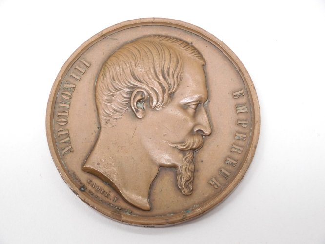 -MEDAILLE CUIVRE NAPOLEON III EMPEREUR Graveur CAQUE F ANGOULEME 1861   D