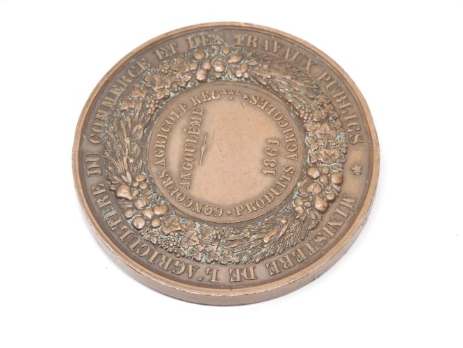 -MEDAILLE CUIVRE NAPOLEON III EMPEREUR Graveur CAQUE F ANGOULEME 1861   D