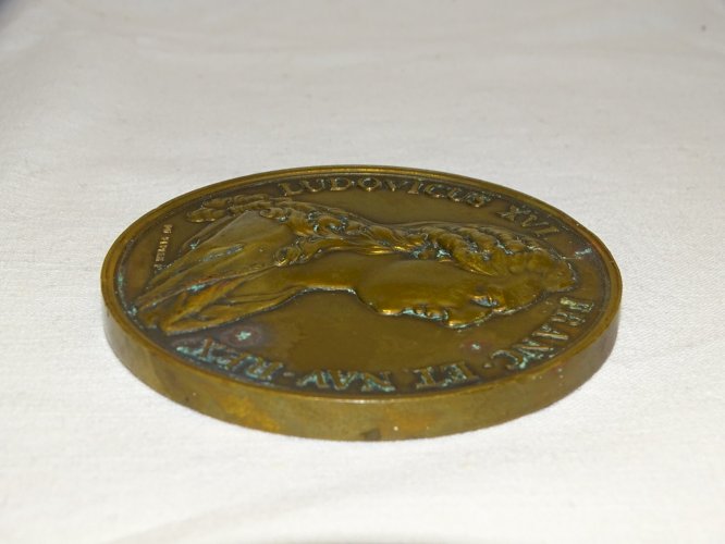 -MEDAILLE DE TABLE BRONZE LUDOVICUS XVI FRANCE & NAVARR REGINA PAR DUVIVIER F. D