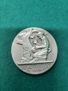 TABLE MEDAL IN SILVERED BRONZE EDF AND GAZ DE FRANCE HENRI DROPSY N° 100