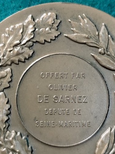 MEDAILLE DE TABLE EN BRONZE OFFERTE PAR OLIVIER DE SARNEZ N°158