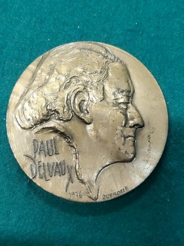MEDAILLE DE TABLE EN BRONZE PAUL DELVAUX 1976 N° 95