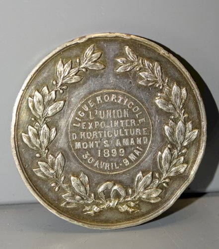 -MEDAILLE PIECE ARGENT testé LIGUE HORTICOLE MONT ST AMAND 1899 30/4 - 9/5   D