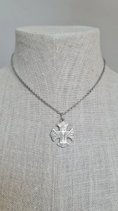 Médaille religieuse en argent JHS  croix communion  ancienne