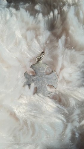 Médaille religieuse en argent JHS  croix communion  ancienne