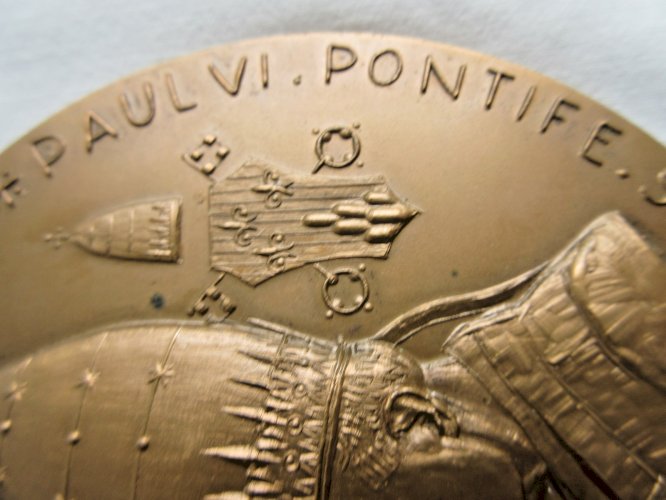 Médaille religieuse en bronze: Pape Jean XXIII et Paul VI, 492 gr et 10 cm