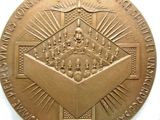 Médaille religieuse en bronze: Pape Jean XXIII et Paul VI, 492 gr et 10 cm