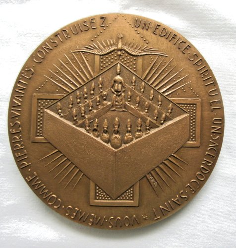 Médaille religieuse en bronze: Pape Jean XXIII et Paul VI, 492 gr et 10 cm