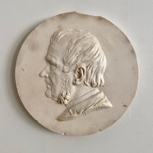 Médaillon en plâtre par A. Bérard bas-relief homme début XIXe M3743