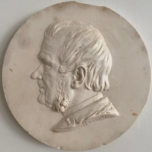 Médaillon en plâtre par A. Bérard bas-relief homme début XIXe M3743
