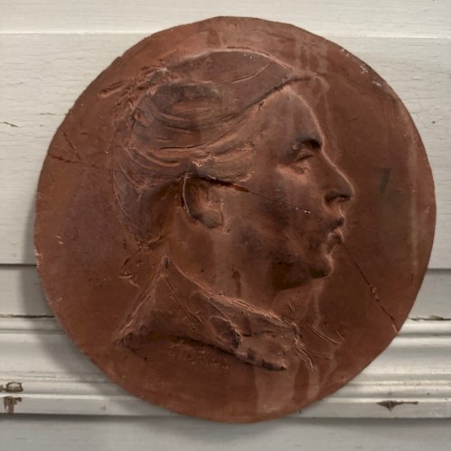 Médaillon en terre cuite par Charles Filleul travail d'atelier XXe M3543