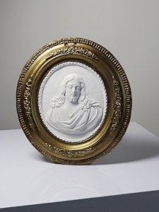 Religious wall medallion Christ plaster antique 19th century Louis XVI style 19th century