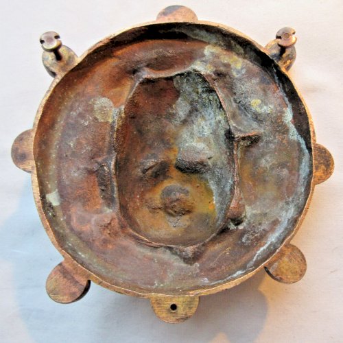 Médaillon Napoléon III en bronze doré sculpté de Jean qui pleure d'après Houdon