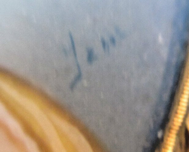 Médaillon ovale dans cadre acajou, peinture d'une Elégante signée YAN