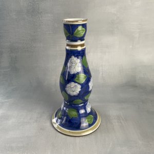 MELARTI Hand made Bougeoir porcelaine décor floral fleurs Purple Flower