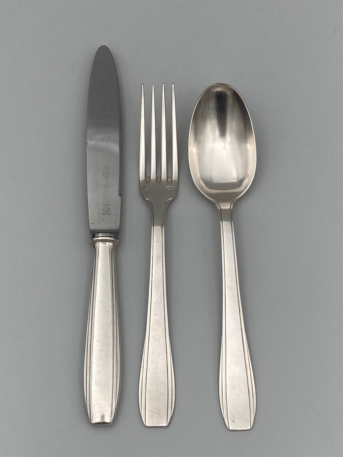 MÉNAGÈRE APOLLO ART Déco Métal Argenté 1950 avec écrin et certificat 62