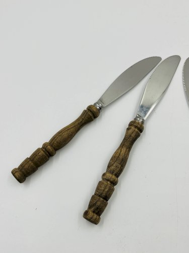 Ménagère vintage 22 pièces manches style bois