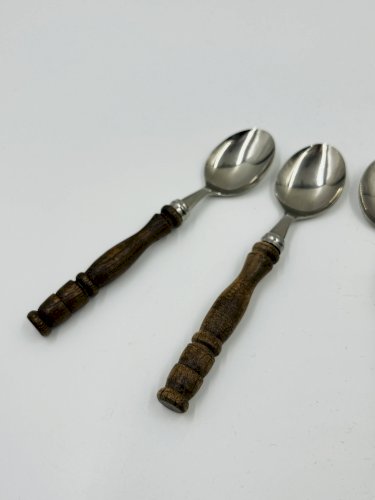 Ménagère vintage 22 pièces manches style bois