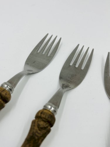 Ménagère vintage 22 pièces manches style bois