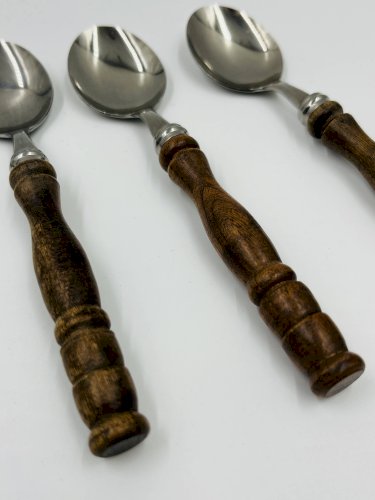 Ménagère vintage 22 pièces manches style bois