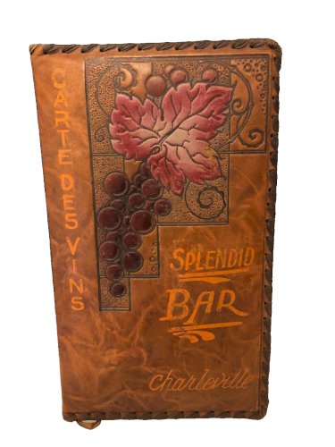 menu carte des vins cuir Spendid bar Charleroi Art nouveau Champagne Massé