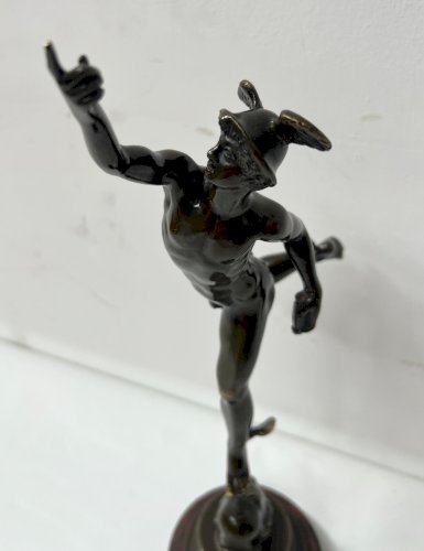 " Mercure " Groupe en bronze a patine brune par Jean de Bologne . XIX siècle