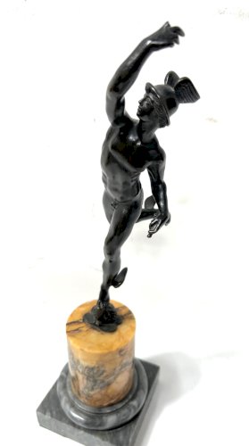 " Mercure " Groupe en bronze a patine brune par Jean de Bologne . XIX siècle
