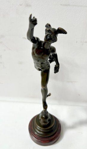 " Mercure " Groupe en bronze a patine brune par Jean de Bologne . XIX siècle