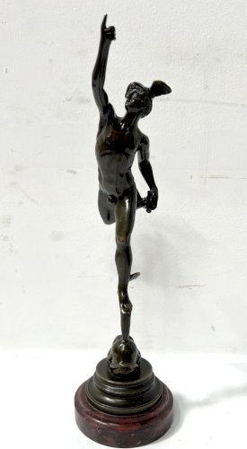 " Mercure " Groupe en bronze a patine brune par Jean de Bologne . XIX siècle