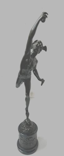 " Mercure " Groupe en bronze a patine brune . XIX siècle