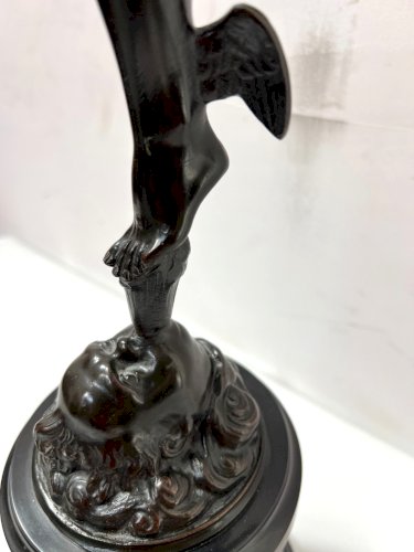 " Mercure " Groupe en bronze a patine brune . XIX siècle