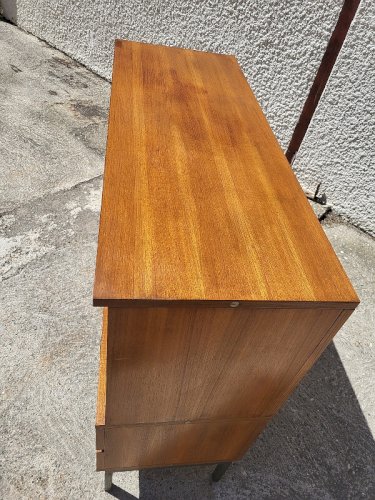 MEUBLE 1960 VINTAGE COMMODE VITRINE EN TECK PLAQUE